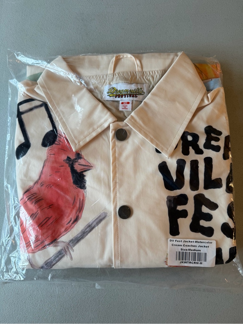 Dreamville Festival Cream Watercolor Button-Down Coach Shirt